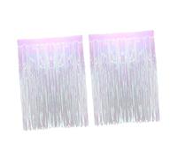 TOBBOMEY Rideau de Pluie Décoratif pour Fêtes et Événements, 2 Pièces, Plastique Transparent Irisé, 1 M X 2,5 M, Fond Mural Coloré pour Scène et Anniversaire