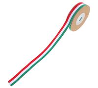 TOBBOMEY Ruban D'emballage Présent Rayé Rouge Blanc Vert 1,5 Cm X 9,14 M en Polyester Résistant pour Bricolage, Décoration de Trophées, Emballage Présent et Bouquets Festifs