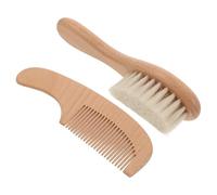 TOBBOMEY Set Brosse Garçon Fille Bain Doux avec Manche Bois Peigne Soin Infantile et Confortable pour Parents