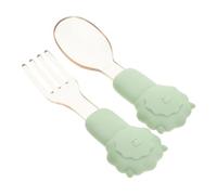 TOBBOMEY Set Couvert Garçon Fille Lion Silicone avec Cuillère et Fourchette Antidérapantes Ustensiles Dapprentissage pour Tout Petits Intérieure Hygiénique pour Repas sans Désordre