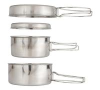 TOBBOMEY Set de Casseroles Camping Acier Inoxydable et Compact Ustensiles pour Randonnée et Pique Personnes Kit de Marmites et Poêle Portable