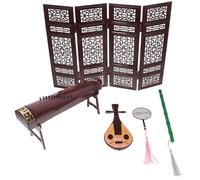 TOBBOMEY Set de Décoration Miniature Chinoise pour Maison de Poupées Écran Vintage Pipa Guzheng et Accessoires pour Miniature pour Décor de Chambre et Paysage Micro