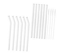 TOBBOMEY Set de Pailles Verre Réutilisables Transparentes Borosilicate avec Droites Courbées et Brosses de Nettoyage Résistantes et Lisses pour Boissons Variées