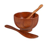 TOBBOMEY Set Outils pour Masque Facial Bol de Mélange Naturel avec Spatule et Cuillère pour Soins de Peau DIY à Domicile ou Salon