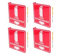 TOBBOMEY Signalétique Incendie Panneaux d'Extincteurs 6 X 6 en Acrylique Double Face, Ensemble de 4 Panneaux Muraux Flèche Descendante, Incluant 8 Vis, pour Entreprises et Lieux Publics