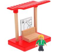 TOBBOMEY Station Plateforme Bois pour Garçon Fille Accessoire Circuit de Train Bois Modèle Simulation de Gare Jeu Éducatif Déveil Construction Créative pour Garçon Fille Ans et Plus
