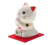 TOBBOMEY Statuette Chat Céramique Décoration Maison Élégante et Ornement Modèle Chat Fortune pour Bureau et Intérieur