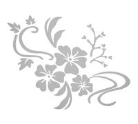 TOBBOMEY Sticker Mural Miroir Décoratif Fleur Argentée Autocollant Mural DIY pour Salle de Bain Salon Décoration Murale Amovible sans Résidu Facile à Coller sur Surface Lisse