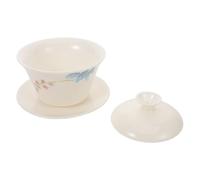 TOBBOMEY Tasse à Thé Gongfu Chinoise en Porcelaine avec Couvercle et Soucoupe Bol à Thé Traditionnel en Céramique avec Motifs Floraux Conserve la Chaleur Chinois