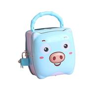 TOBBOMEY Tirelire Forme de Cochon Bleue Boîte à Fer Portable et pour Garçon Fille Rangement Simple de Apprentissage de Cadeau Pratique