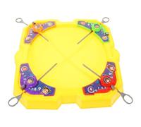 TOBBOMEY Toupie de Combat Interactif pour Garçon et Filles Plateau Jaune 4 Toupies et 4 Lances-poussées Gyroscopique Portable de Compétition pour Motricité Fine et Jeux en Famille,