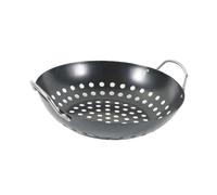 TOBBOMEY Wok de Grill Multifonction Antiadhésif pour Barbecue Extérieur, Panier à Légumes Professionnel en Acier, Compatible Grillade de Viande et Légumes, Ustensile D'égouttage Pratique et Solide