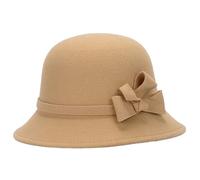 Tobe-U Seau de Couleur Unie Cloche avec Chapeau Melon Fedora Floppy Derby Vintage Chapeau Artificiel en Feutre pour Femmes