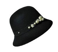 Tobe-U Seau de Couleur Unie Cloche avec Chapeau Melon Fedora Floppy Derby Vintage Chapeau Artificiel en Feutre pour Femmes