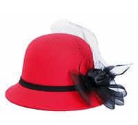 Tobe-U Seau de Couleur Unie Cloche avec Chapeau Melon Fedora Floppy Derby Vintage Chapeau Artificiel en Feutre pour Femmes