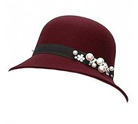 Tobe-U Seau de Couleur Unie Cloche avec Chapeau Melon Fedora Floppy Derby Vintage Chapeau Artificiel en Feutre pour Femmes