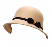 Tobe-U Seau de Couleur Unie Cloche avec Chapeau Melon Fedora Floppy Derby Vintage Chapeau Artificiel en Feutre pour Femmes