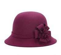 Tobe-U Seau de Couleur Unie Cloche avec Chapeau Melon Fedora Floppy Derby Vintage Chapeau Artificiel en Feutre pour Femmes
