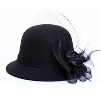 Tobe-U Seau de Couleur Unie Cloche avec Chapeau Melon Fedora Floppy Derby Vintage Chapeau Artificiel en Feutre pour Femmes