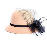 Tobe-U Seau de Couleur Unie Cloche avec Chapeau Melon Fedora Floppy Derby Vintage Chapeau Artificiel en Feutre pour Femmes