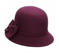 Tobe-U Seau de Couleur Unie Cloche avec Chapeau Melon Fedora Floppy Derby Vintage Chapeau Artificiel en Feutre pour Femmes
