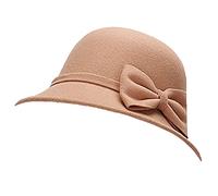 Tobe-U Seau de Couleur Unie Cloche avec Chapeau Melon Fedora Floppy Derby Vintage Chapeau Artificiel en Feutre pour Femmes