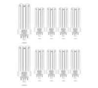Tobebright 26w 4 Broches Ampoule Fluorescente Compacte Gx24Q-3 Base, Blanc Chaud 2700K 4 Broches Tube Triple CFL PLT-26W 827 Plug in Ampoule CFL économie d'énergie pour Bureau Salon Cuisine, Lot de 10