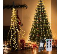 TobeBright 2M 200 LED Guirlande lumineuse extérieure, 8 modes minuterie IP65 guirlande lumineuse cascade étanche avec alimentation électrique pour Noël jardin balcon arbre