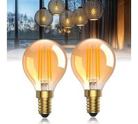TobeBright 4W Millésime Ampoule LED E14 Blanc Chaud 2200K Equivalent 40W Rétro Ampoule Petit Culot à vis ampoule filament G45/P45 Boule de Golf ampoules E14 pour l'éclairage décoratif-2 Paquet