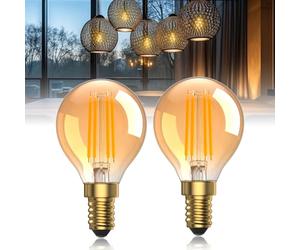 TobeBright 4W Millésime Ampoule LED E14 Blanc Chaud 2200K Equivalent 40W Rétro Ampoule Petit Culot à vis ampoule filament G45/P45 Boule de Golf ampoules E14 pour l'éclairage décoratif-2 Paquet