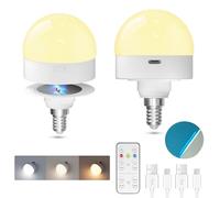 TobeBright Ampoule Batterie Rechargeable E14, LED Rechargeable USB-C avec Telecommande 3 Températures de Couleur Dimmable avec Aimant pour L'éclairage D'urgence, Le camping, Les Veilleuses(Lot de 2)