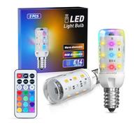 TobeBright Ampoule E14 RGB LED 2W Dimmable, RGB Blanc Chaud 3000K LED E14 T20 Changement Couleur avec Télécommande AC 220-240V Lumière D'ambiance pour Party Bar (Lot de 2)
