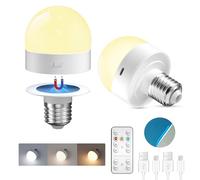 TobeBright Ampoule Rechargeable E27 avec Télécommande, Rechargeable USB-C 3 Températures de Couleur Réglables avec Aimant pour L'éclairage D'urgence, Le camping, Les Veilleuses(Lot de 2)