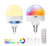 TobeBright Ampoule Rechargeable LED RGB E14 avec Telecommande,3 Températures de Couleur Dimmable Ampoule avec Aimant, USB-C pour L'éclairage D'urgence, Le camping, Les Veilleuses(Lot de 2)