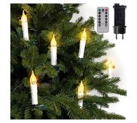 TobeBright Bougies Décoratives de Noël, 50 Bougies LED avec Clips, blanc chaud 2700K Lumières de bougies pour sapin de Noël avec télécommande, pour décoration festive, usage intérieur