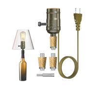 TobeBright Bronze E27 Support de Lampe en Bouteille de Vin avec Interrupteur et Câble, DIY Kit Adaptateur Lampe Bouteille Champagne avec Trois Bouchons de Bouteille de vin, 220-240V MAX 60W, 1Pcs