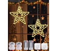 TobeBright Étoile Lumineuse Noël pour Fenêtre avec Télécommande & Minuterie,3 en 1 Suspendue,Décoration Noel Fenetre Lumineuse Extérieur/Intérieur,Étoile LED à Piles (Non Incluses),IP44 Étanche