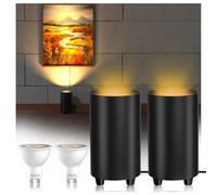 TobeBright GU10 LED Uplight Spot, 5W Spot Éclairage Indirect, Lampe d'ambiance sur pied avec Interrupteur à pied, 2X Ampoule LED GU10 Blanc Chaud 3000K, Non-dimmable,Noir, Fiche UE (Lot de 2)