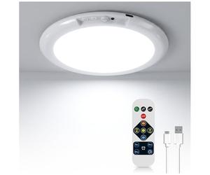 TobeBright Plafonnier LED Rechargeable Sans Fil avec Télécommande, 10000mAh Plafonnier LED Detecteur de Mouvement, 3 Températures de Couleur Dimmable pour Garage, Escalier, Salle de Bain
