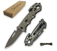 TobeedFnuuy Couteaux Pliants, 4 en 1 Couteaux de Survie, Couteau de Poche Portable, Couteau Pliant en Acier Inoxydable, Multitool Couteau pliant d'extérieur, Camping d'extérieur Randonnée Cadeaux (A)