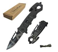TobeedFnuuy Couteaux Pliants, 4 en 1 Couteaux de Survie, Couteau de Poche Portable, Couteau Pliant en Acier Inoxydable, Multitool Couteau pliant d'extérieur, Camping d'extérieur Randonnée Cadeaux (B)