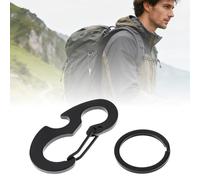 Tobefore Porte-clés mousqueton en forme de D avec décapsuleur, mousqueton, porte-clés robuste en acier inoxydable pour le camping et la randonnée, porte-clés noir à connexion rapide pour homme et