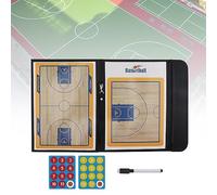Tobefore Tableau d'entraînement de basketball portable avec couverture en cuir PU kit de tableau de couleur magnétique tactique avec effaçable à sec marqueur boutons magnétiques sac à fermeture éclair