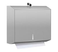 TOBEFORT Distributeur de serviettes en papier en acier inoxydable avec verrouillage, support de serviette en papier pliable à trois volets en C pour salle de bain, cuisine, bureau, grande capacité 300