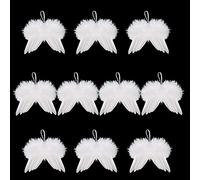 ToBeIT Lot de 10 Decoration Noel Sapin Blanche Plume - 8 x 10 cm - Ailes d'ange pour Sapin de Noël Blanche - Boules de Noël Plumes à Suspendre - Décoration pour la Maison, Intérieur et Extérieur
