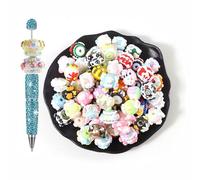 ToBeIT Lot de 20 perles rondes peintes à la main en acrylique de 20 mm pour stylos à perler, bracelets, colliers, porte-clés et loisirs créatifs