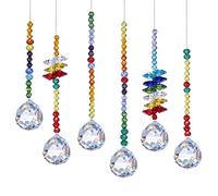 ToBeIT Lot de 6 Attrape Soleil Cristal Suspendu, Suncatcher Prisme Arc-en-Ciel Cristal, Verre Capteur de Attrape-Soleil, Fête à Faire soi-même, Décoration Intérieure et Extérieure (30mm)