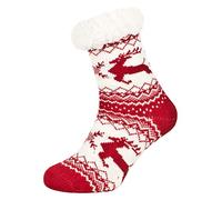 Tobeni 1 Pair Femme Chaussure Maison ABS Chaussette Cuddly Stopper Chaussettes avec Semelle Anti-dérapantes Pimple Taille Taille unique Couleur Cerf sautant Rouge