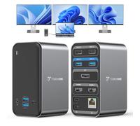 TobenONE Station d'accueil pour ordinateur portable avec 2 HDMI/DP, double moniteur avec alimentation 100 W, 7 ports USB-C/A, Ethernet, compatible avec Thunderbolt 4/3 Windows/Dell/HP/Lenovo