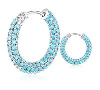 TOBENY Boucles d'oreilles créoles en oxyde de zirconium pour femme - Or 18 carats et argent - 24 mm - Boucles d'oreilles créoles multicolores hypoallergéniques - Doré, noir, bleu, vert, rouge